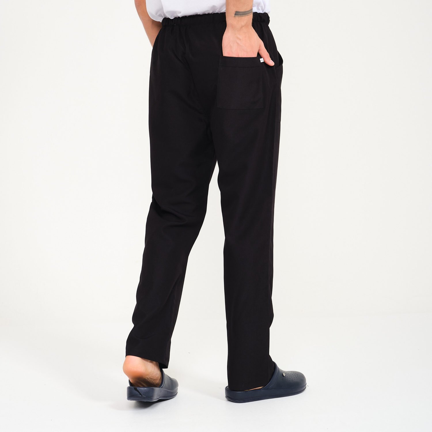 Siyah Lastikli Aşçı İş Pantolonu