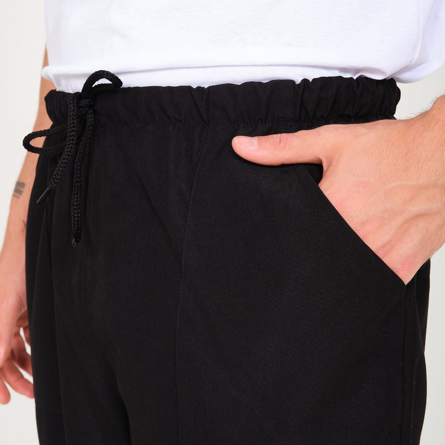 Siyah Lastikli Aşçı İş Pantolonu