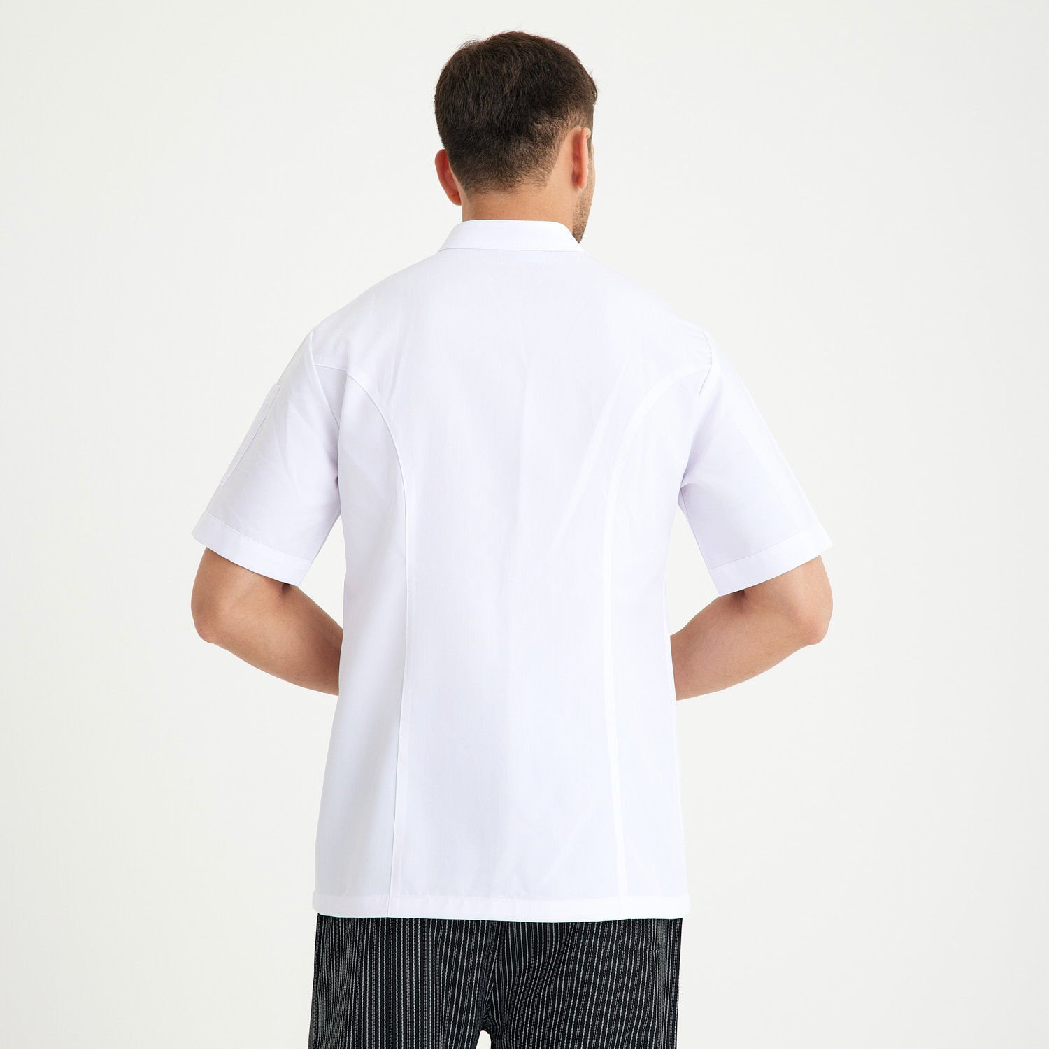 Beyaz Hakim Yaka Kısa Kol Aşçı Ceketi