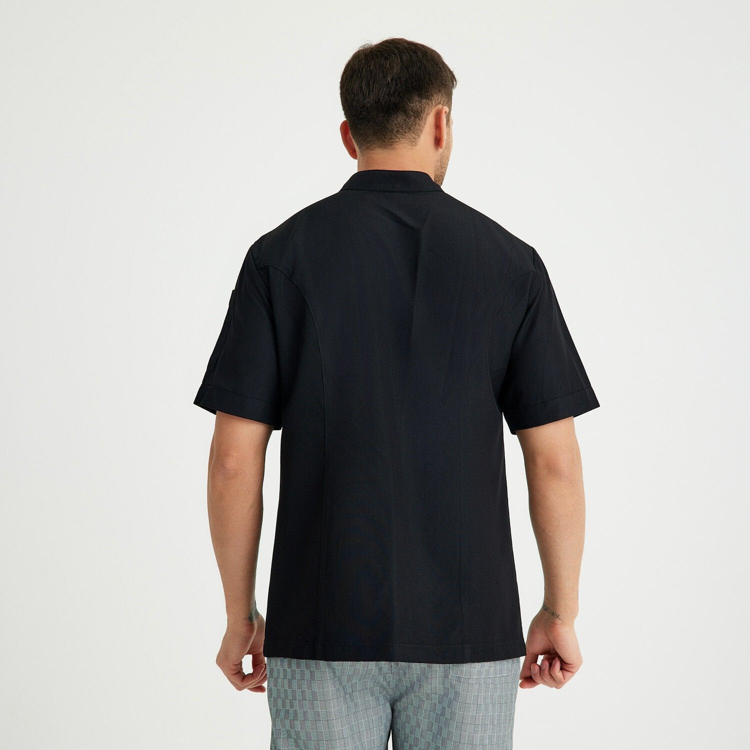 Siyah Hakim Yaka Kısa Kol Aşçı Ceketi