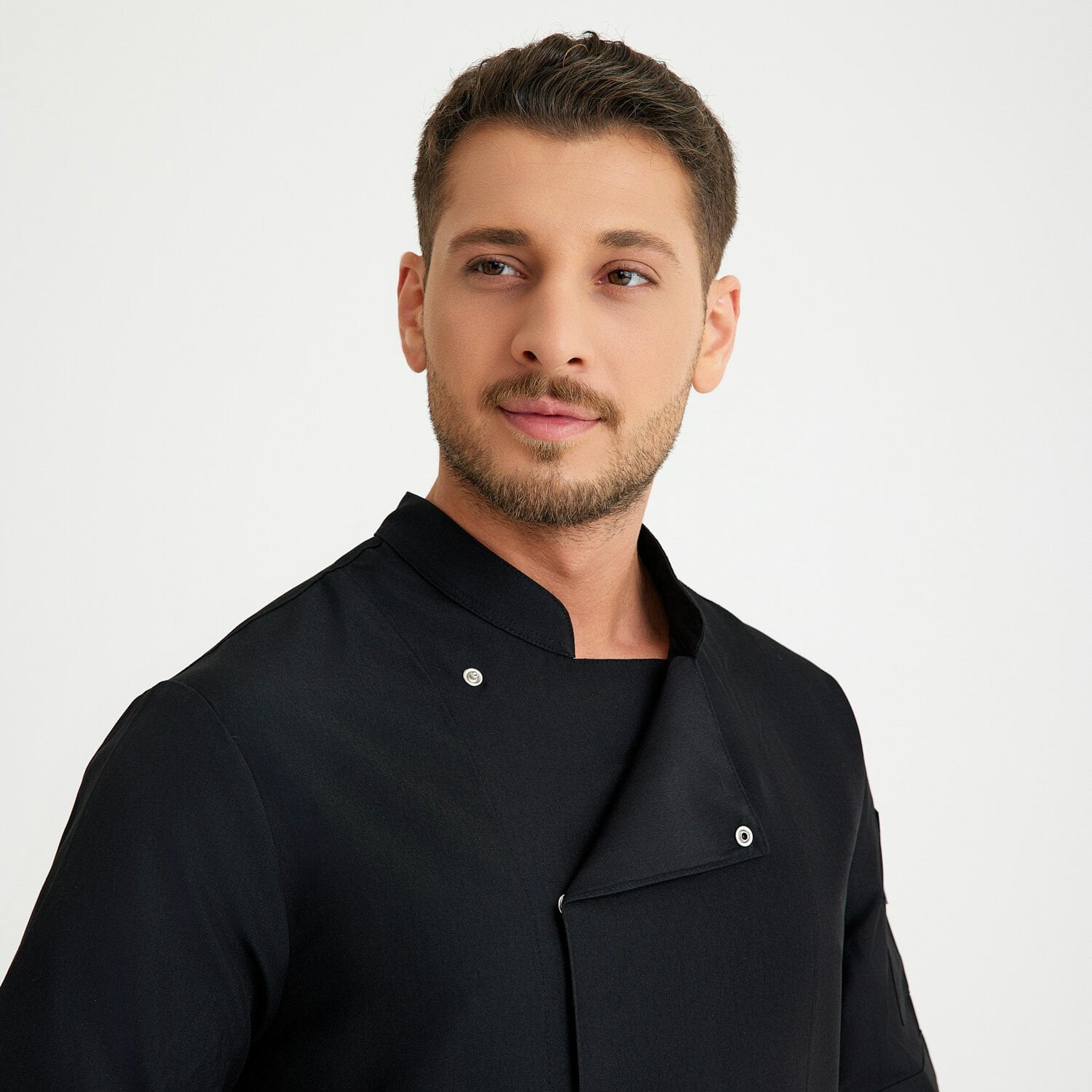 Siyah Hakim Yaka Kısa Kol Aşçı Ceketi