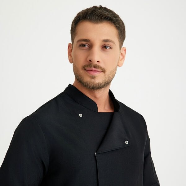 Siyah Hakim Yaka Kısa Kol Aşçı Ceketi