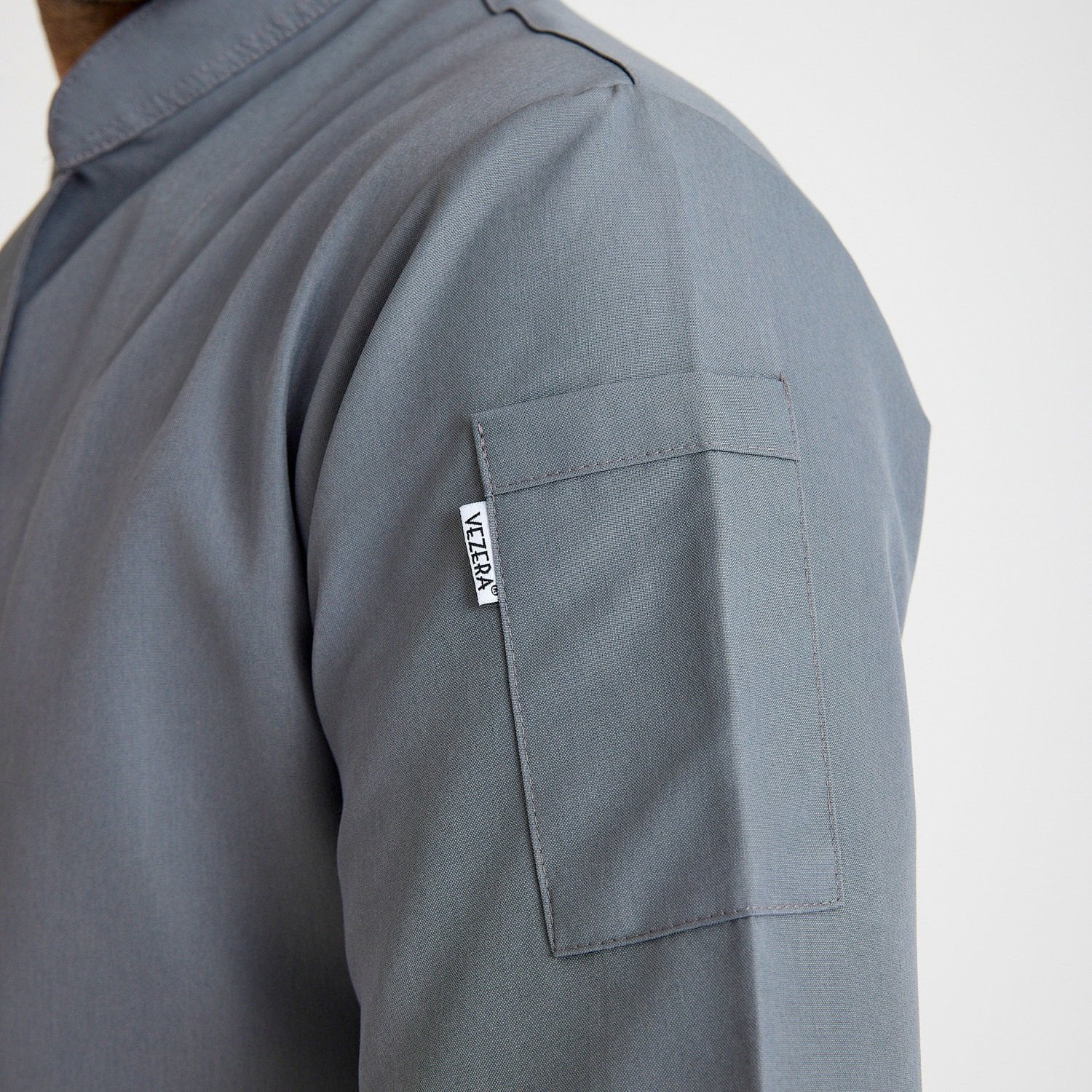 Gri Hakim Yaka Kısa kol Aşçı Ceketi