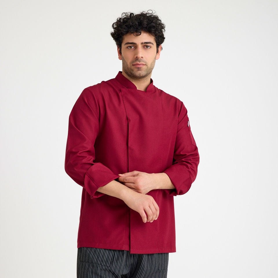 Bordo Alpaka Aşçı Ceketi