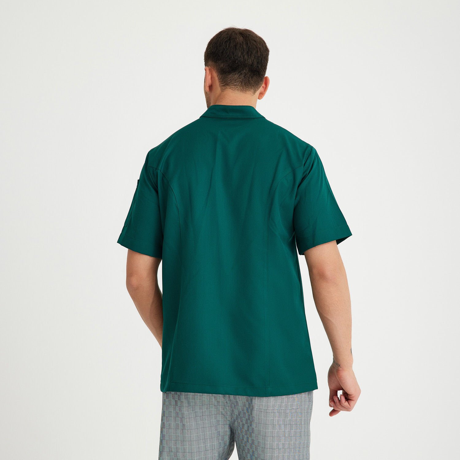 Yeşil Hakim Yaka Kısa Kol Aşçı Ceketi