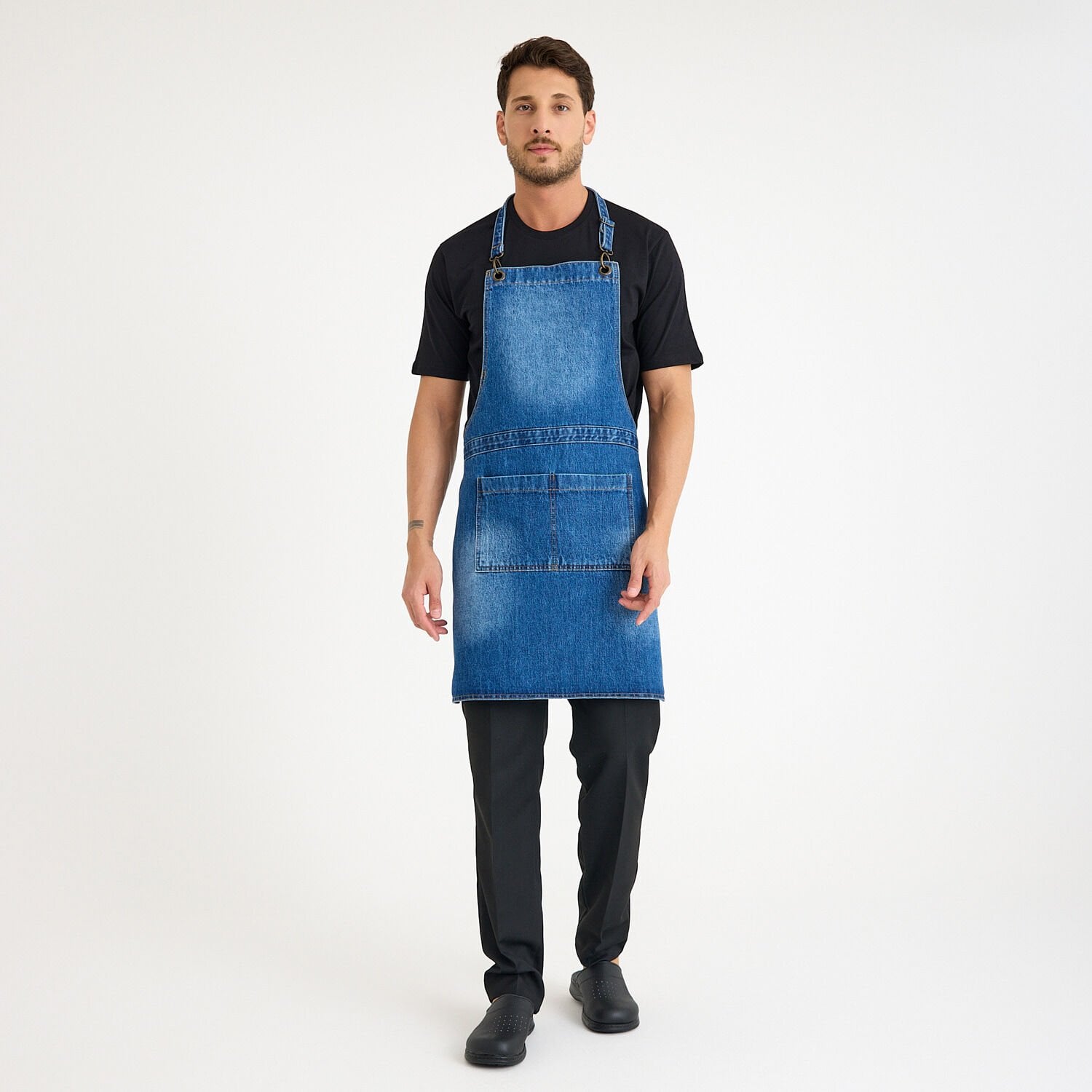 Mavi Kot Denim Askılı Cepli Önlük