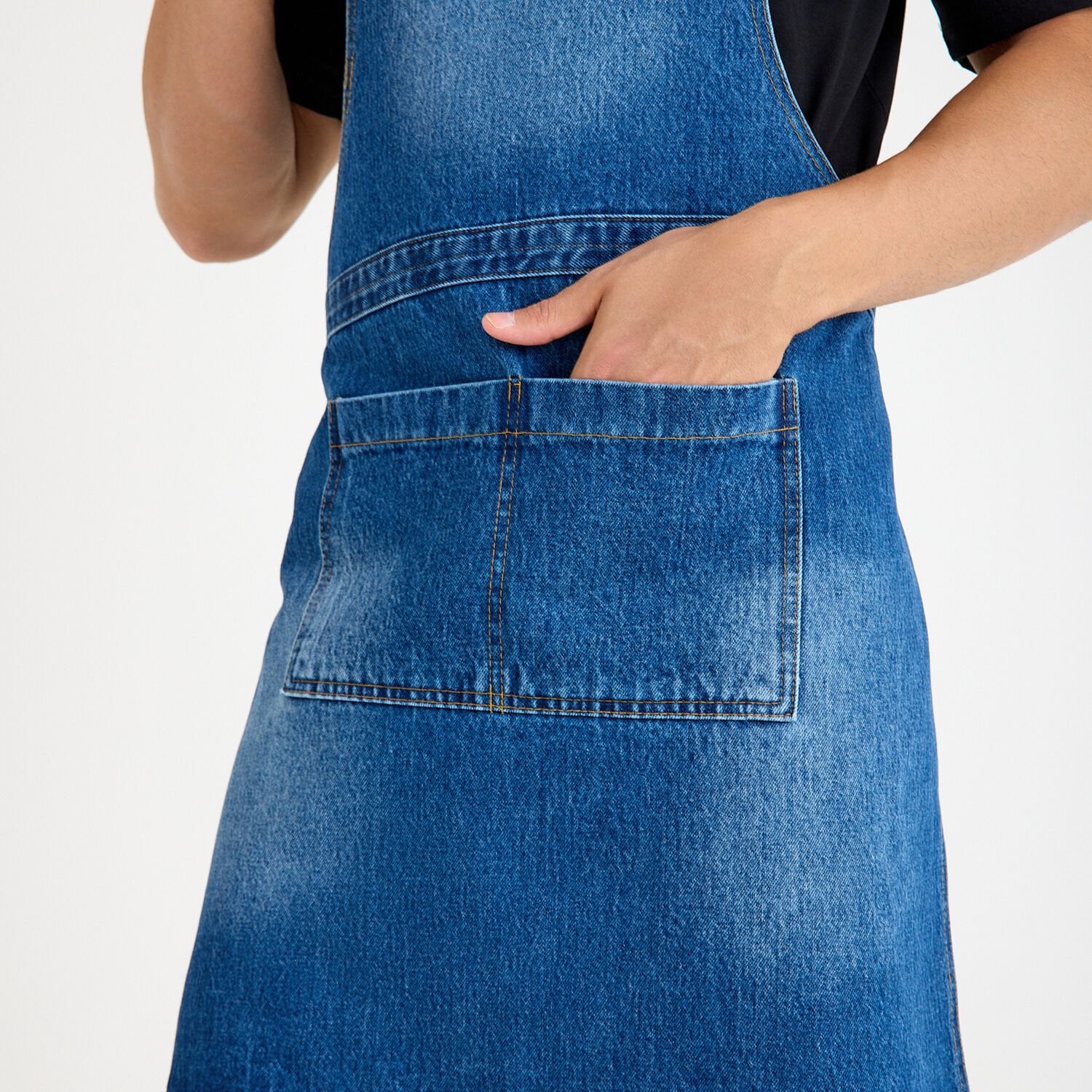 Mavi Kot Denim Askılı Cepli Önlük