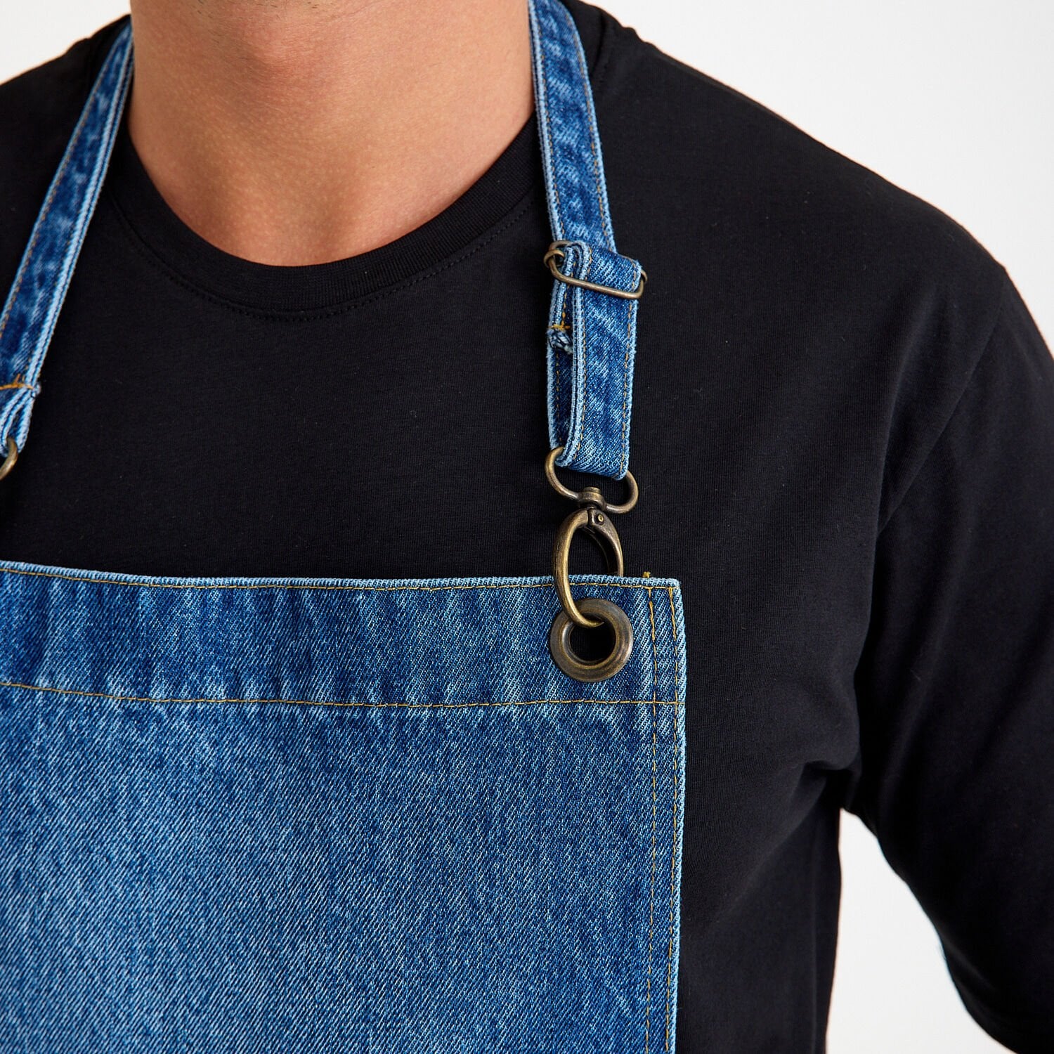 Mavi Kot Denim Askılı Cepli Önlük