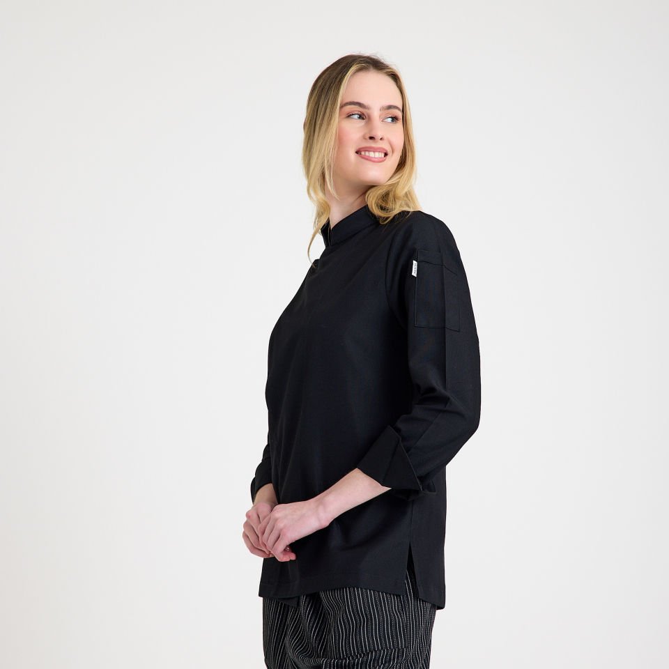 Siyah Kadın Şef Aşçı Ceketi