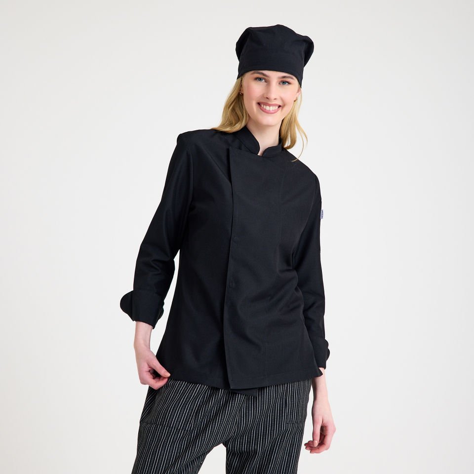 Siyah Kadın Şef Aşçı Ceketi