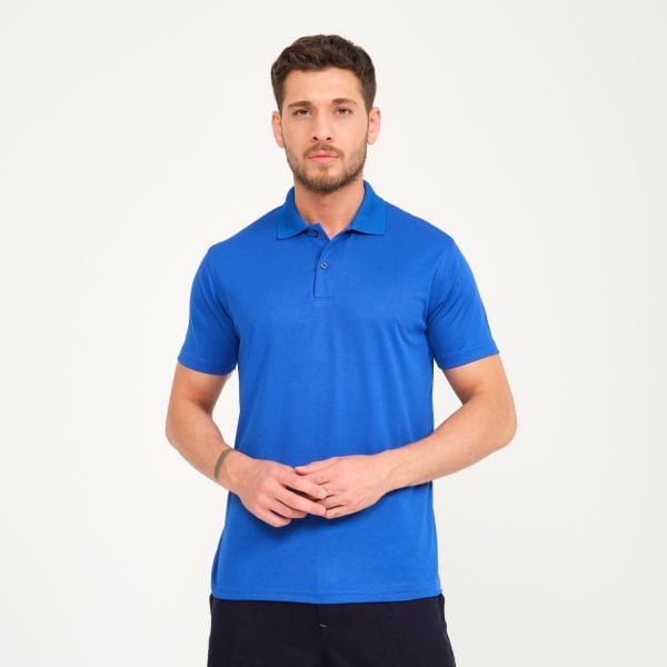 Saks Mavi Forma Kumaş Polo Yaka Tişört