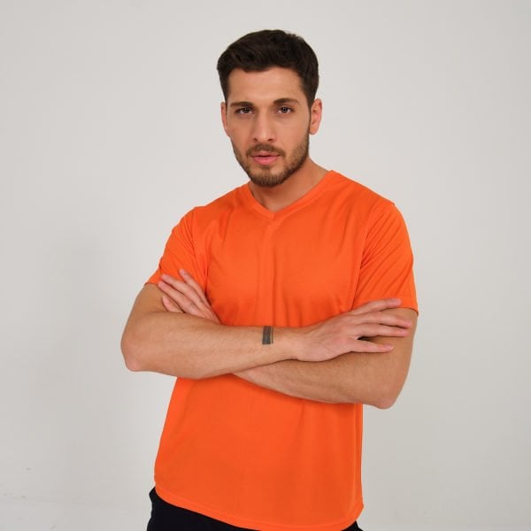 Turuncu Forma Kappa Kumaş V Yaka İş Tişörtü
