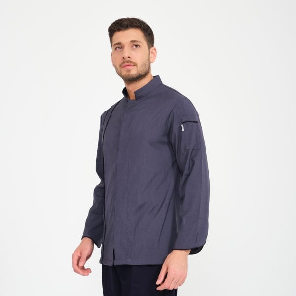 Füme Şeritli Likralı Aşçı Ceketi