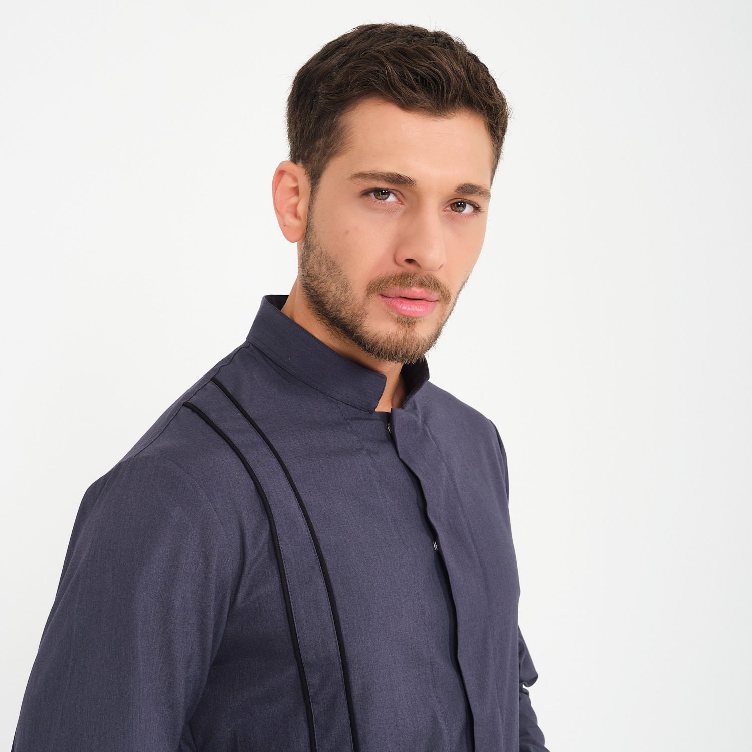 Füme Şeritli Likralı Aşçı Ceketi