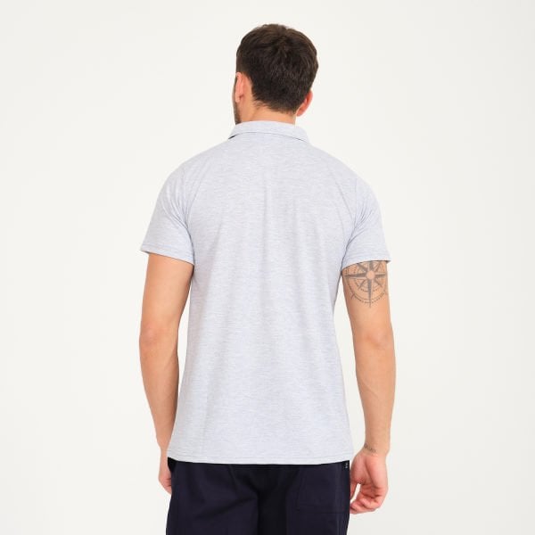 Açık Gri Melanj Penye Lacoste Polo Yaka İş Tişörtü
