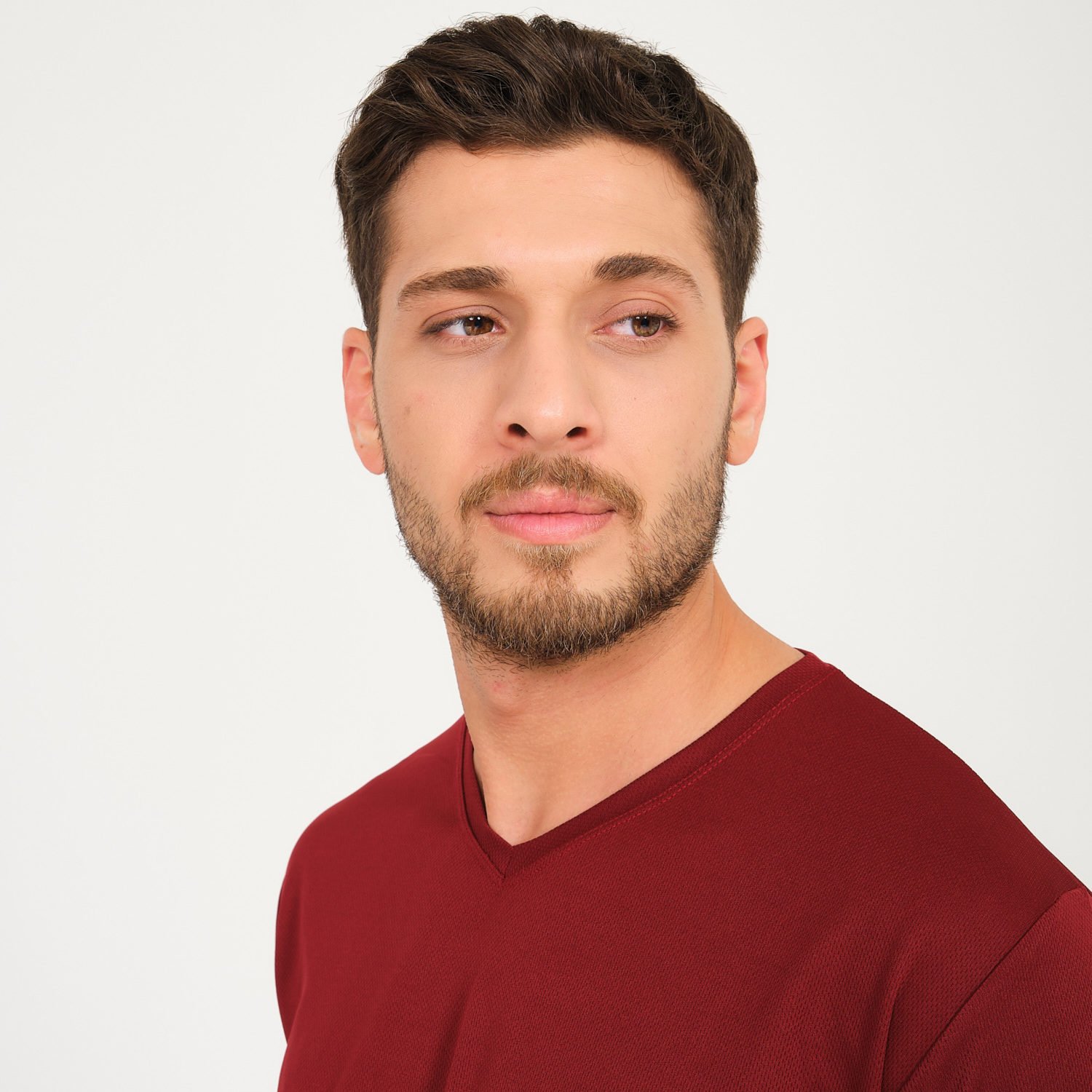 Bordo Forma Kappa Kumaş V Yaka İş Tişörtü