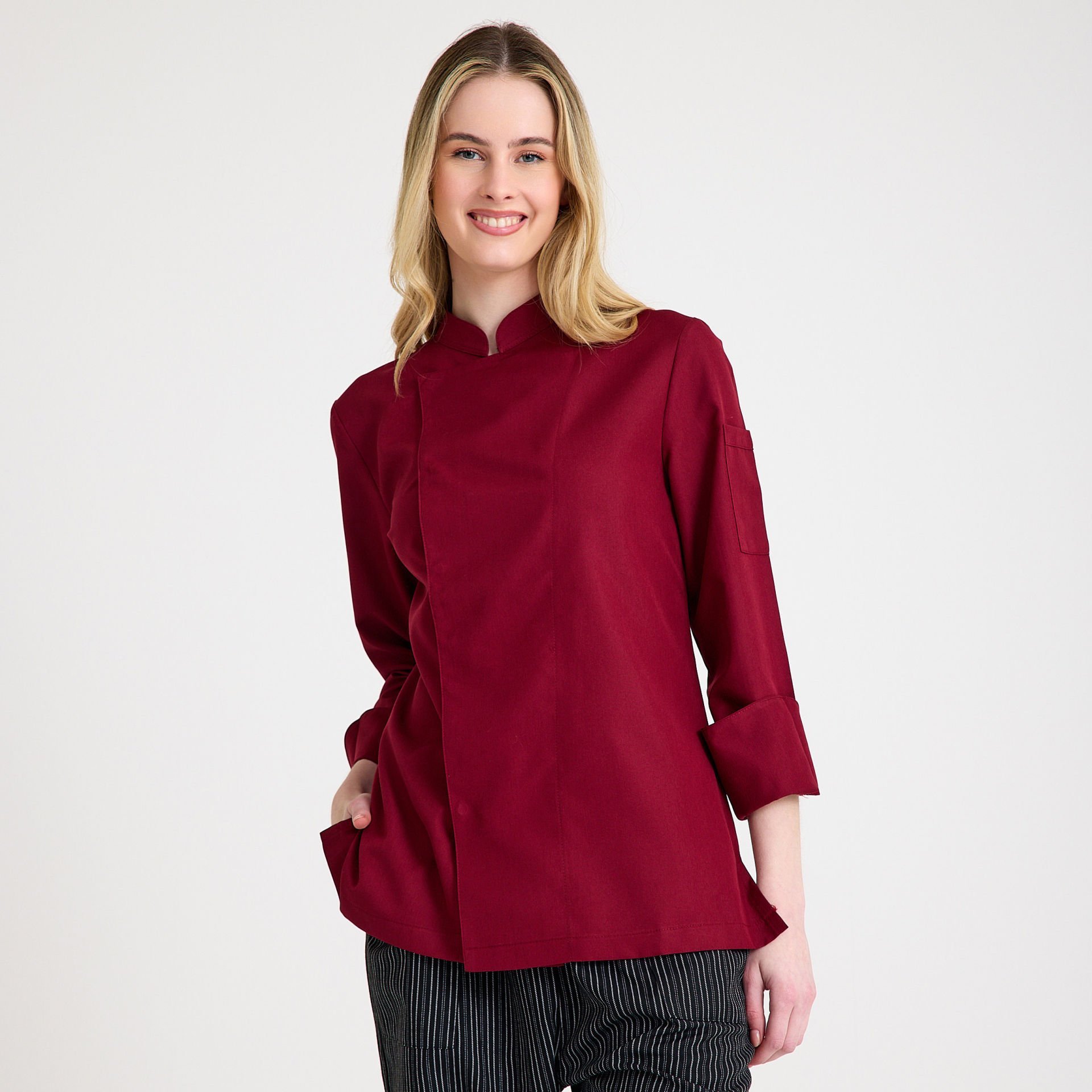 Bordo Kadın Şef Aşçı Ceketi