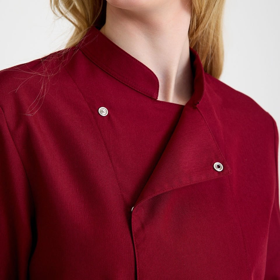 Bordo Kadın Şef Aşçı Ceketi
