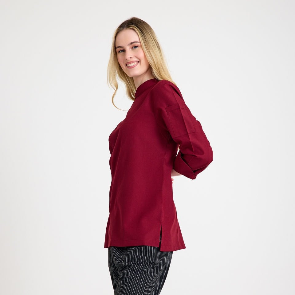 Bordo Kadın Şef Aşçı Ceketi