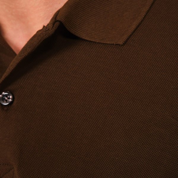 Kahverengi Penye Lacoste Polo Yaka İş Tişörtü