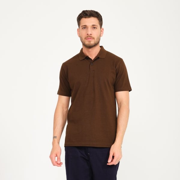 Kahverengi Penye Lacoste Polo Yaka İş Tişörtü