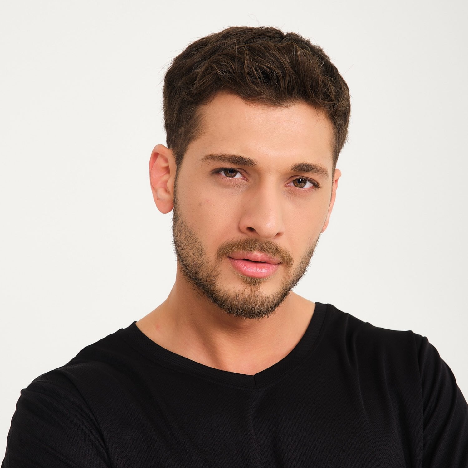 Siyah Forma Kappa Kumaş V Yaka İş Tişörtü