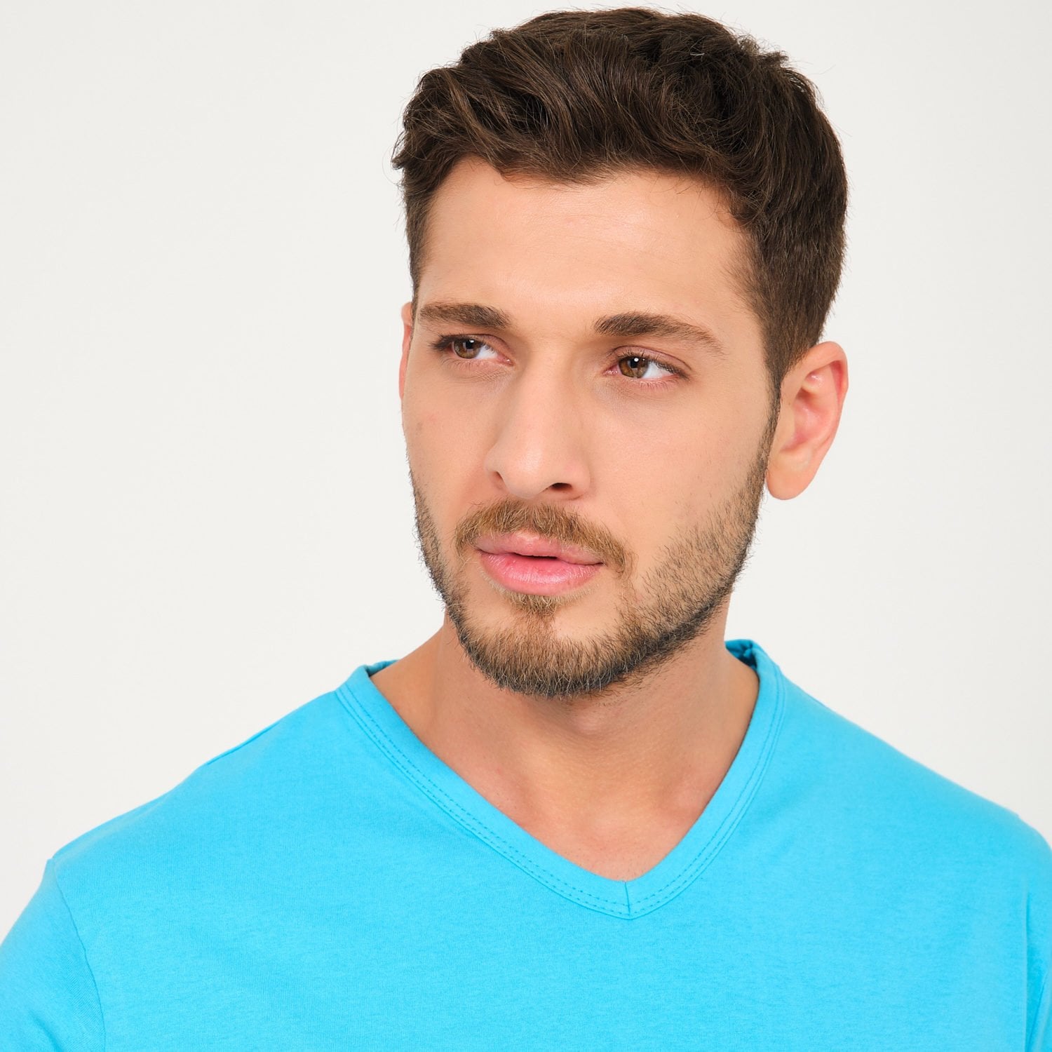 Turkuaz V Yaka İş Tişörtü