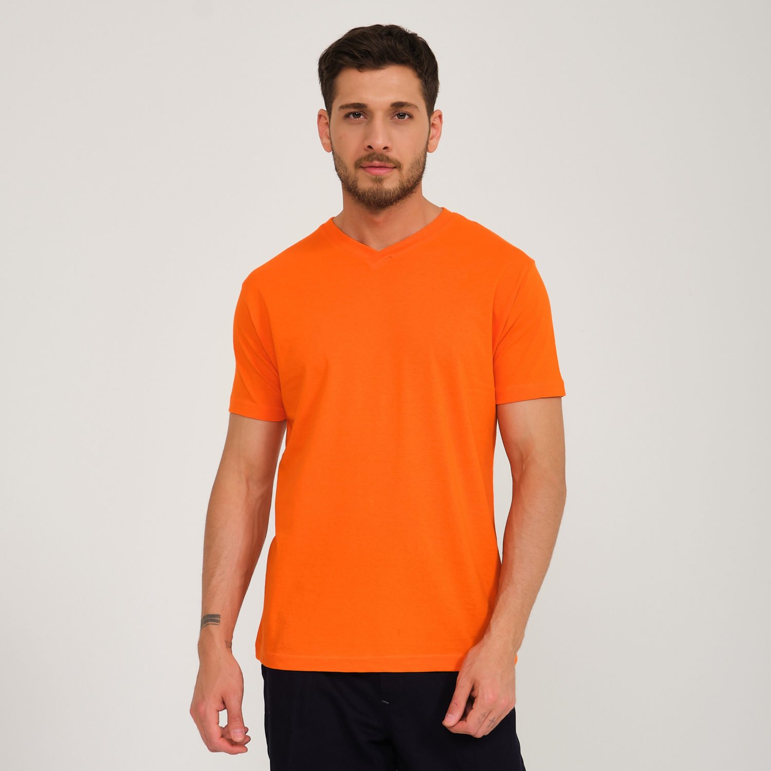 Turuncu V Yaka İş Tişörtü
