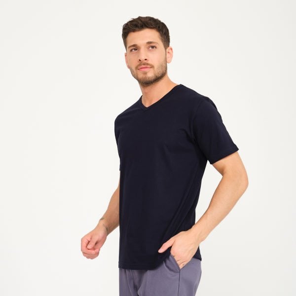 Lacivert V Yaka İş Tişörtü