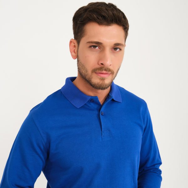 Saks Mavi İki İplik Sweatshirt - Polo Yaka