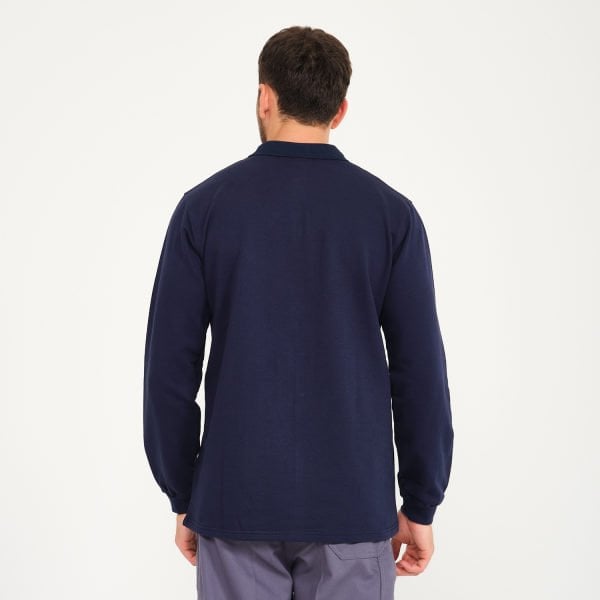 Lacivert İki İplik Sweatshirt - Polo Yaka