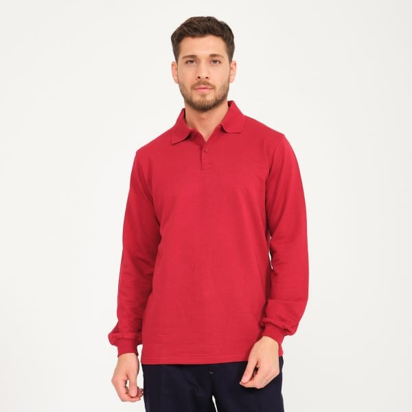 Bordo İki İplik Sweatshirt - Polo Yaka