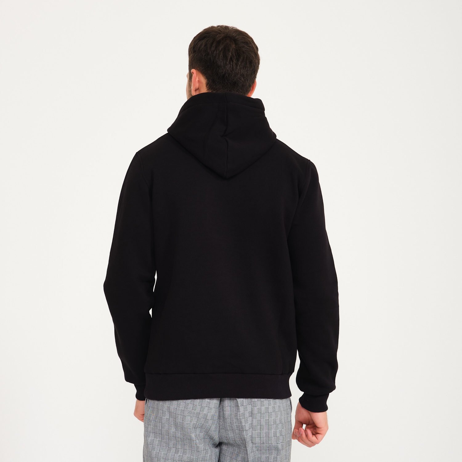 Siyah Üç İplik Kapüşonlu Sweatshirt