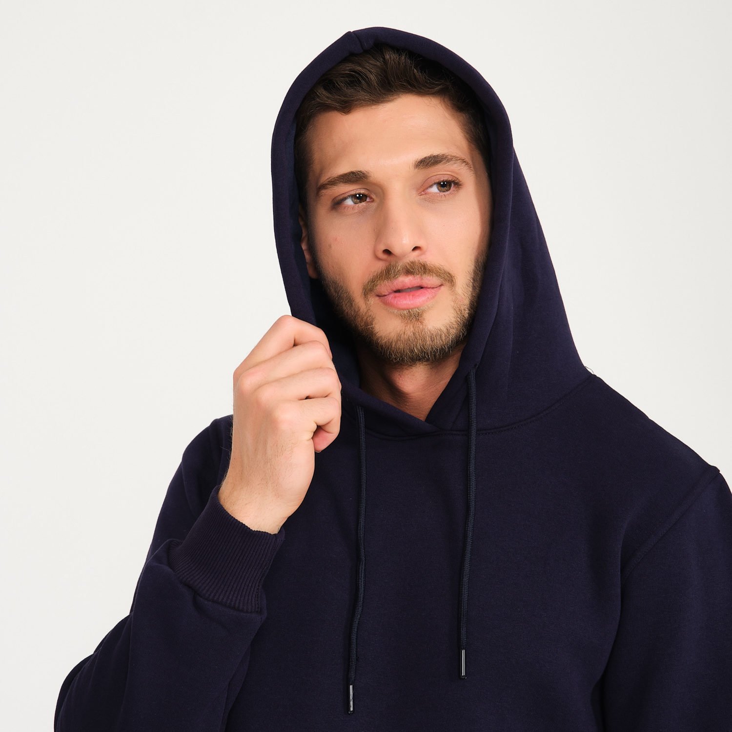 Lacivert Üç İplik Kapüşonlu Sweatshirt