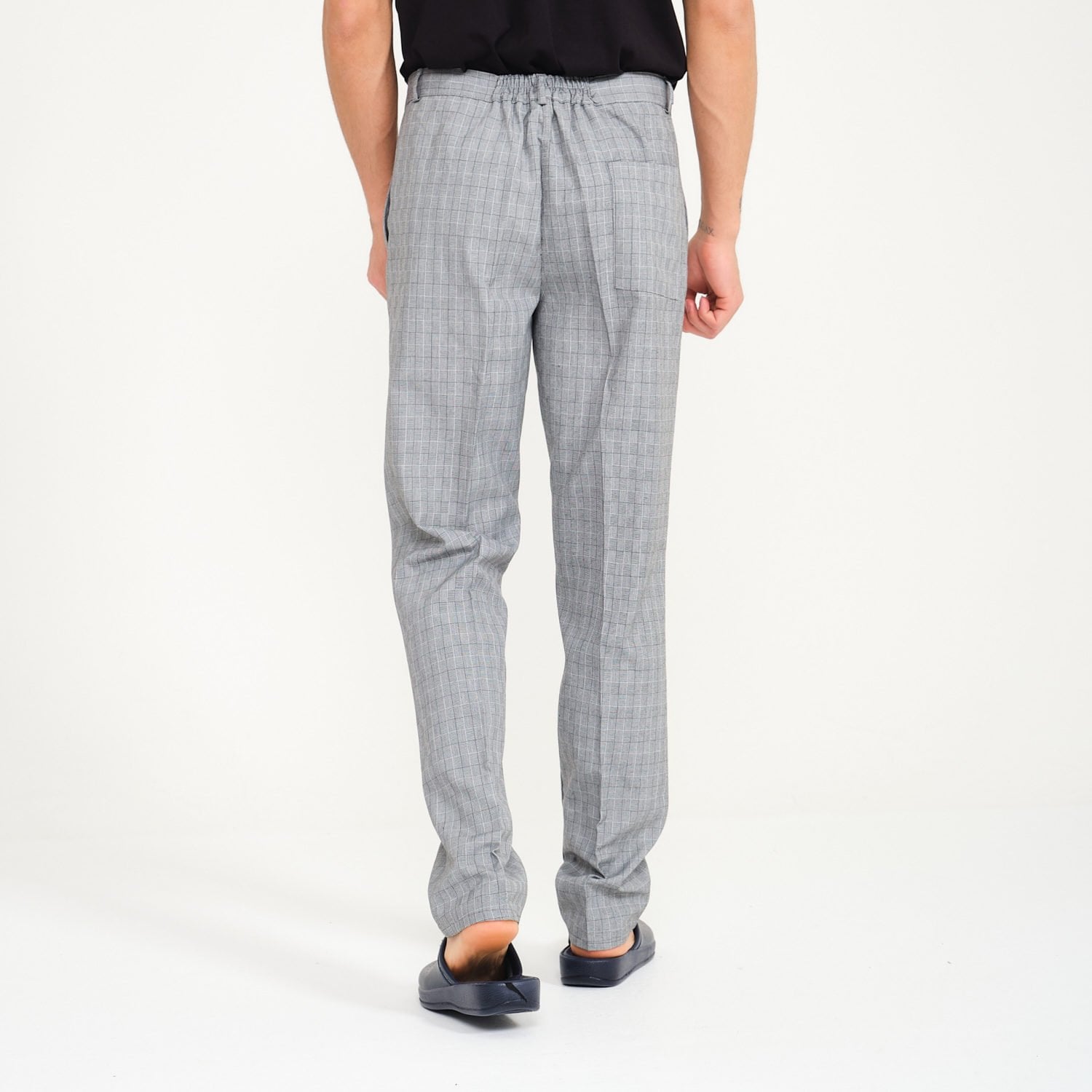 Gri Kare Desenli Aşçı İş Pantolonu