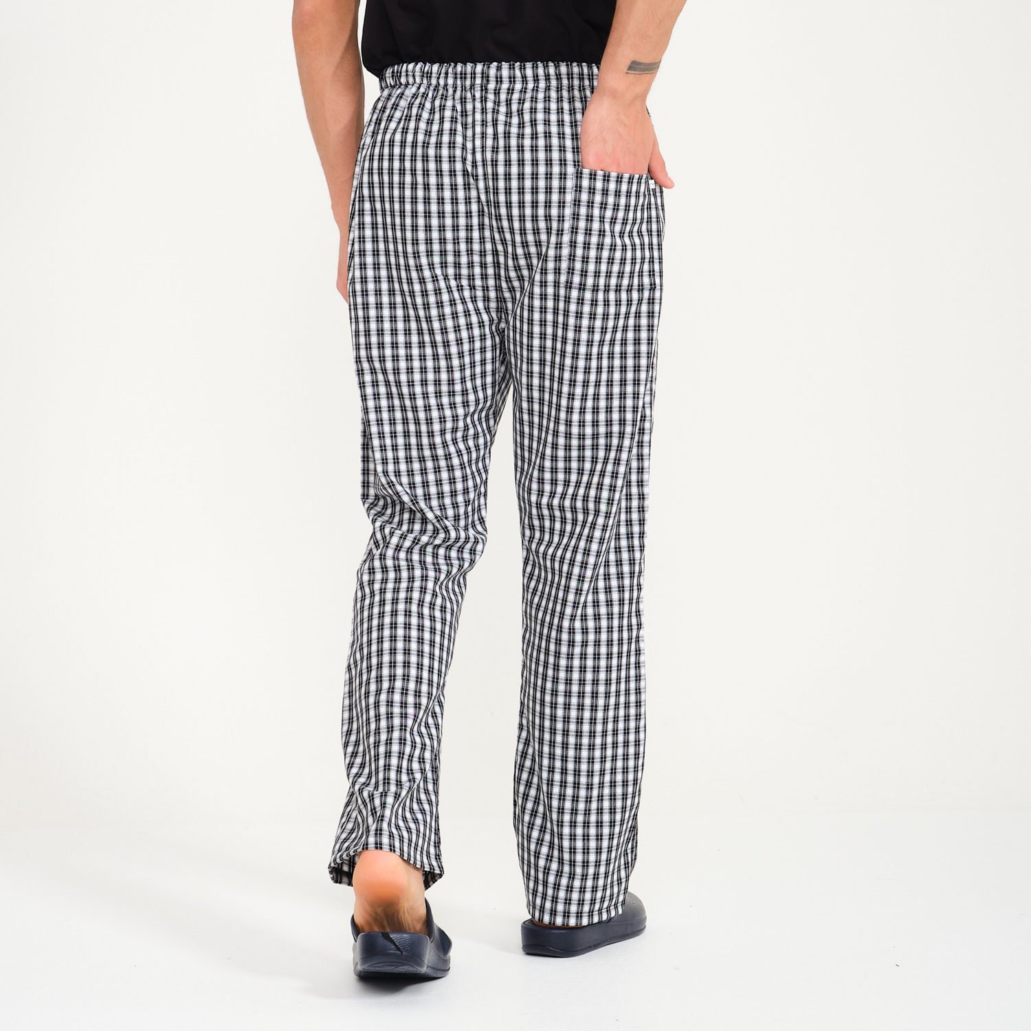 Ekose Desen Lastikli Aşçı İş Pantolonu