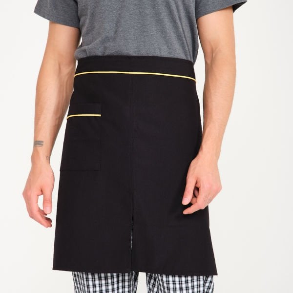 Siyah Tek Cepli Yırtmaçlı Yarım Önlük