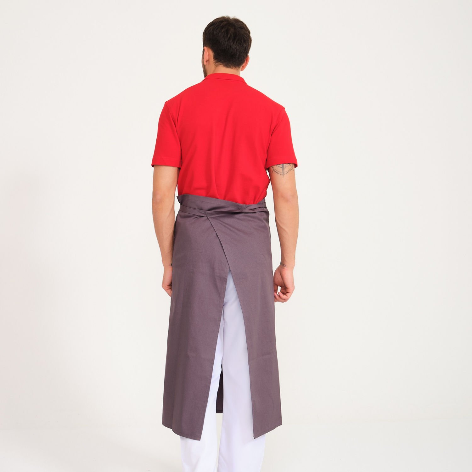 Gabardin Gri Yarım Önlük