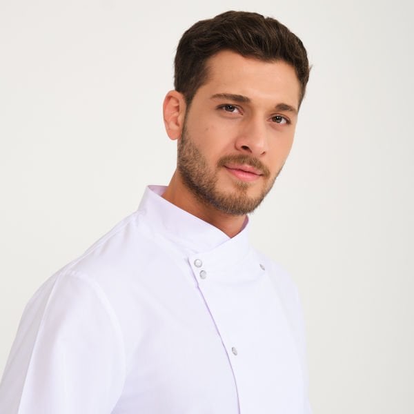 Beyaz Kruvaze Yaka Aşçı Ceketi