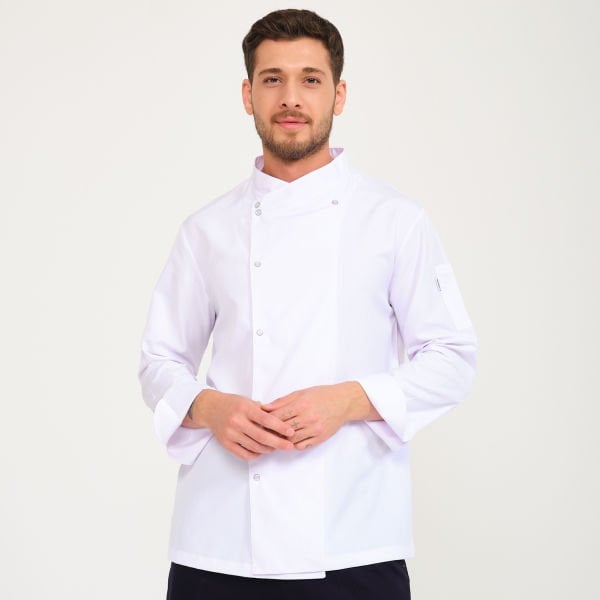 Beyaz Kruvaze Yaka Aşçı Ceketi
