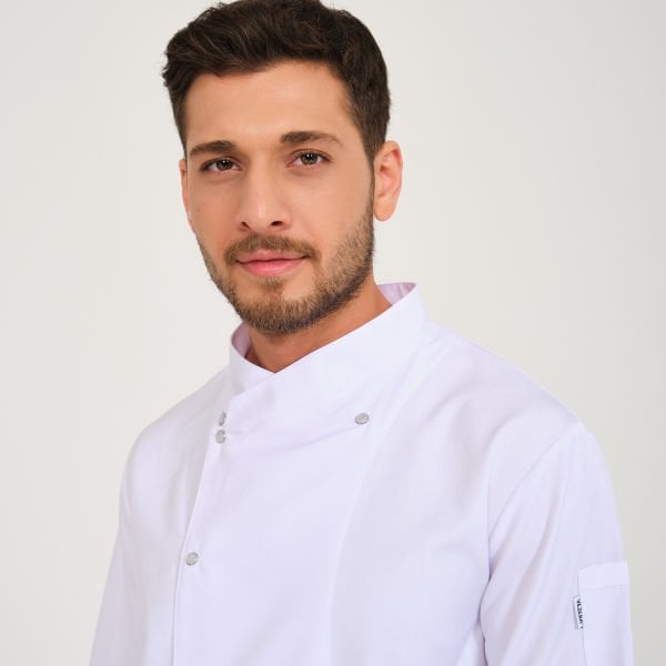 Beyaz Kruvaze Yaka Aşçı Ceketi