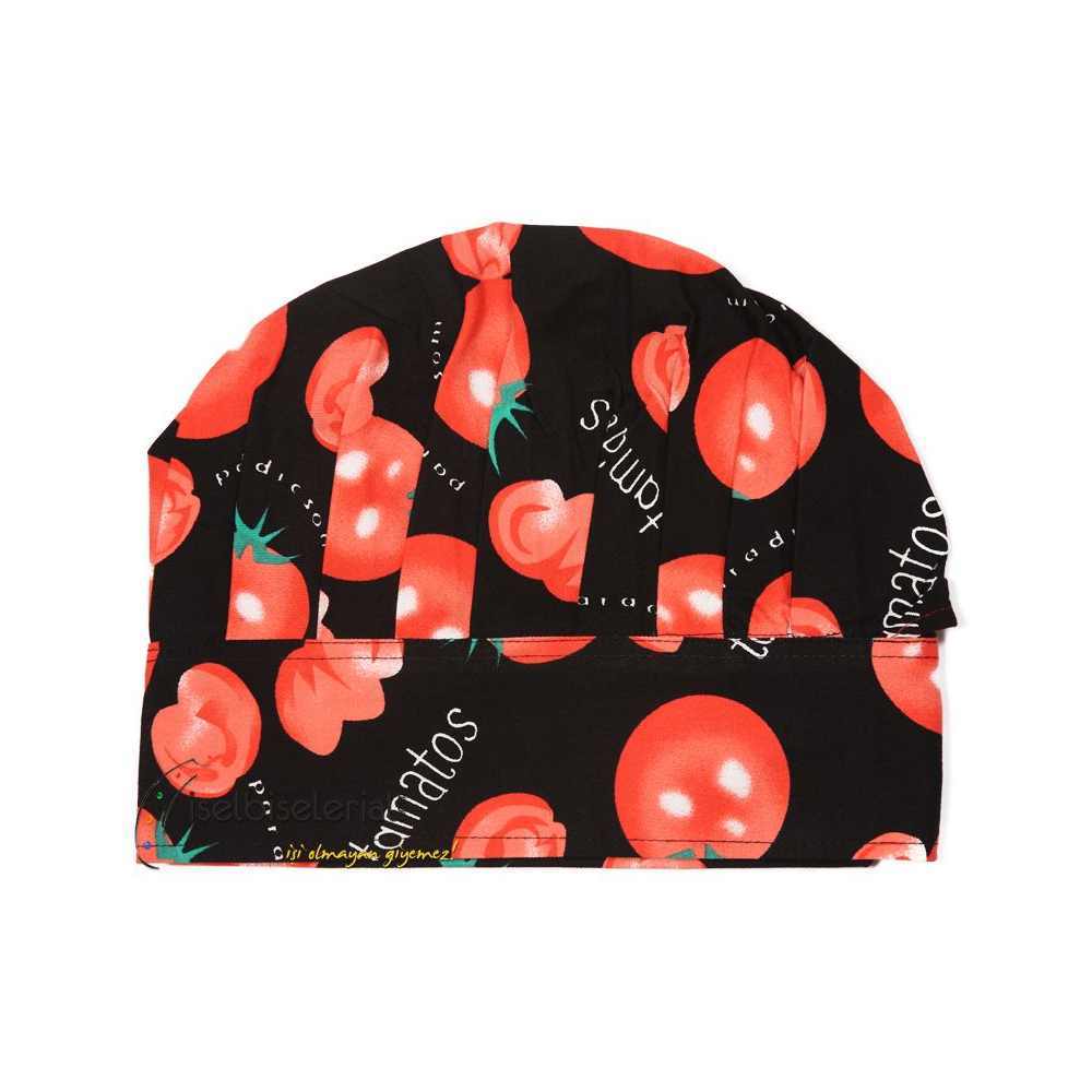 Domates Desenli Mantar Aşçı Kepi