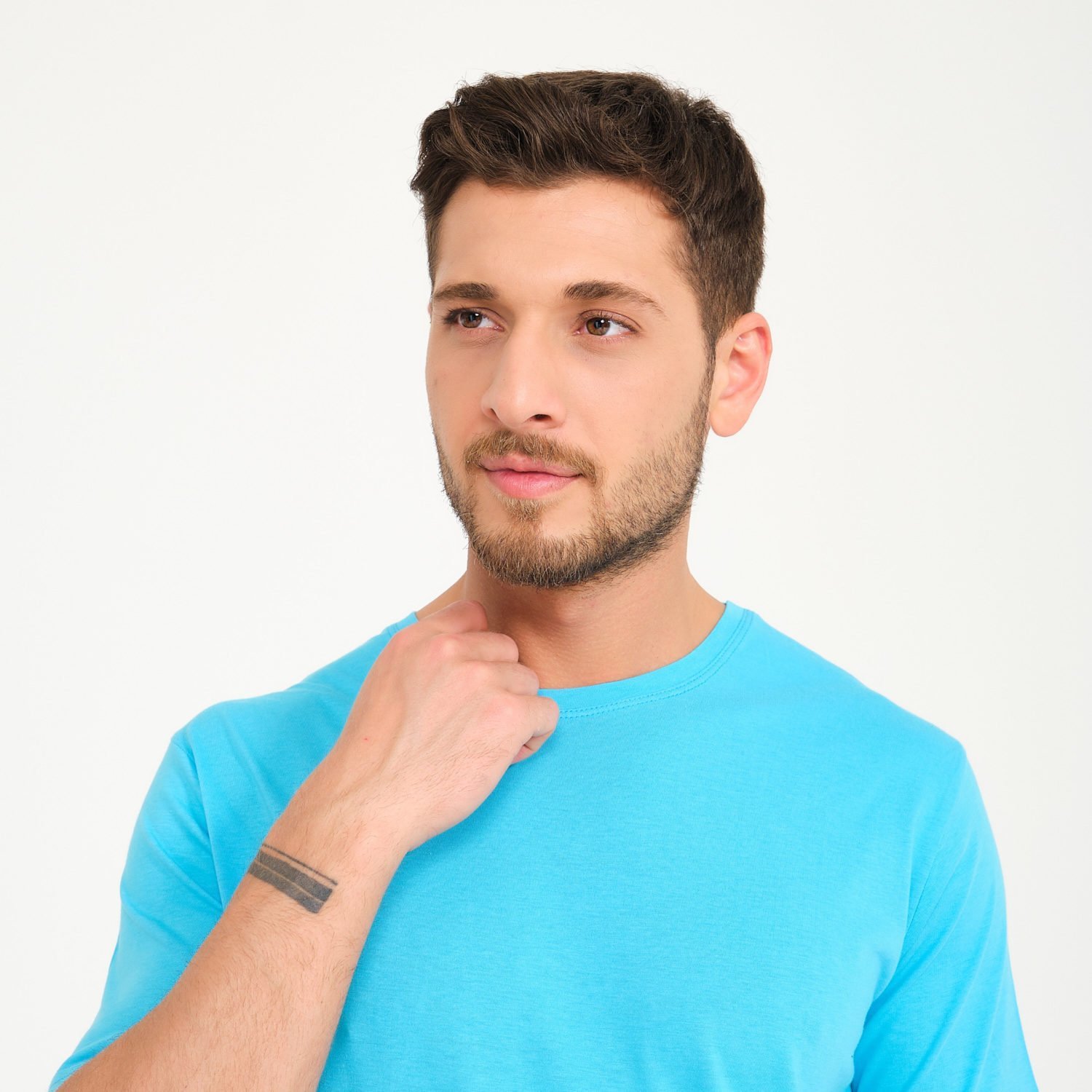 Turkuaz Bisiklet Yaka İş Tişörtü