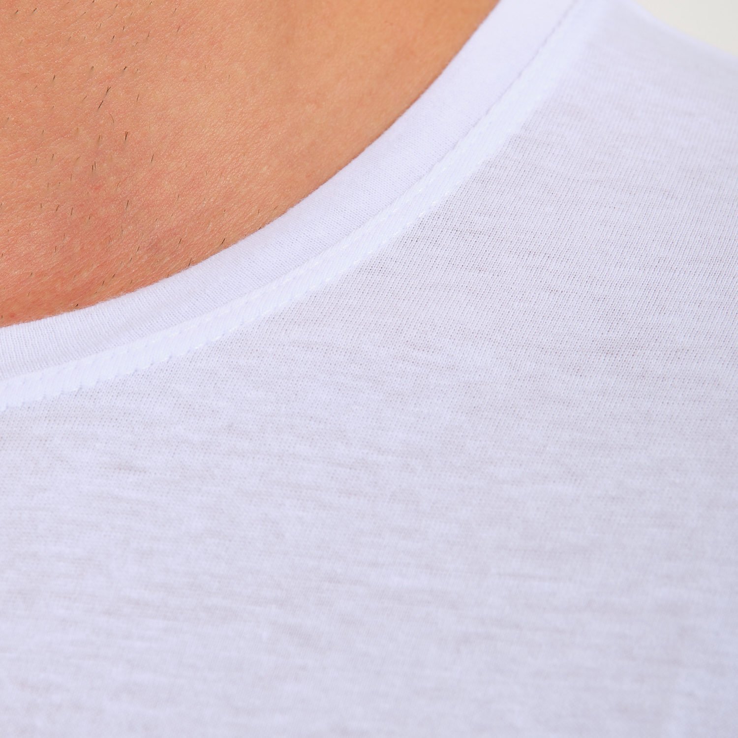 Beyaz Penye Sıfır Yaka İş Tişörtü