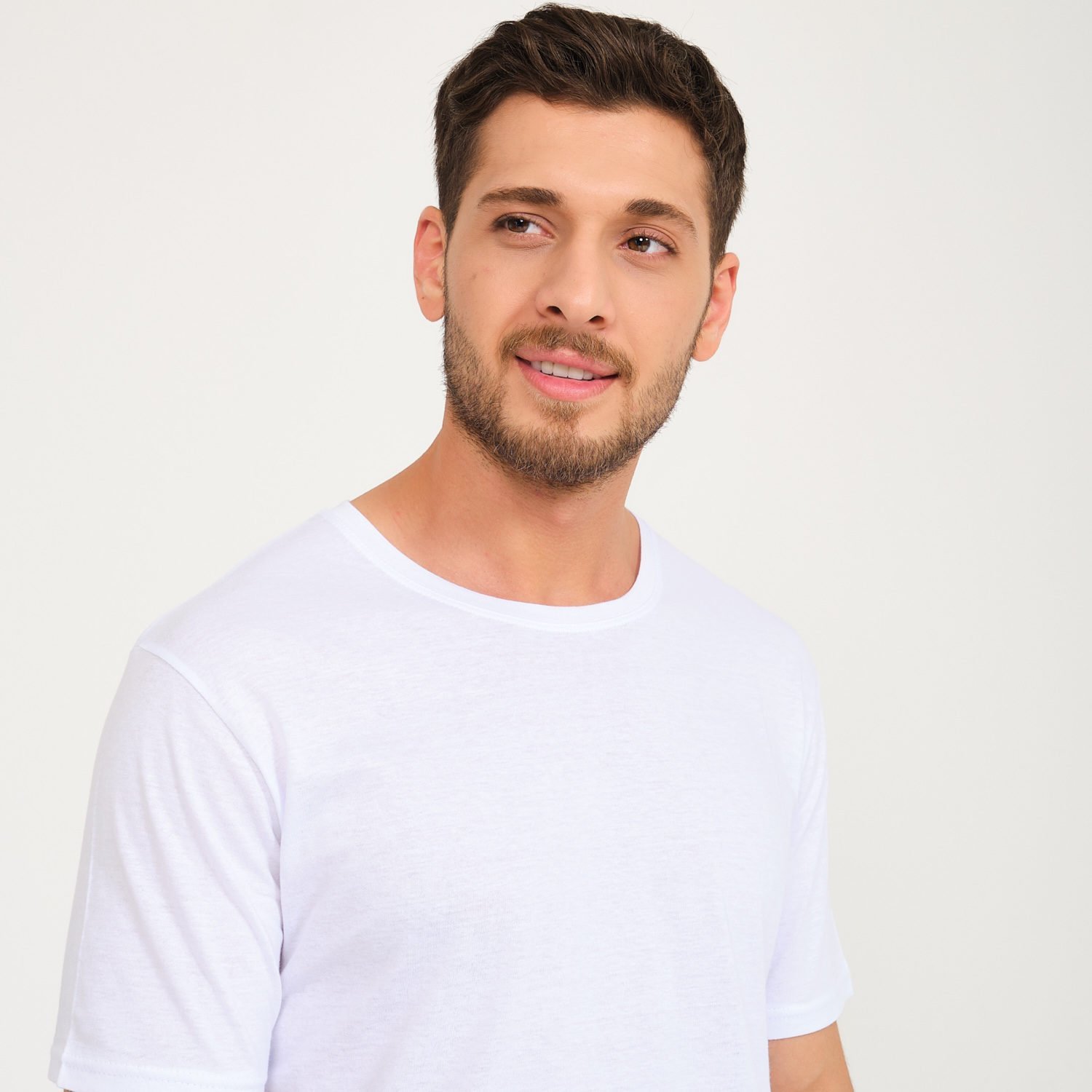 Beyaz Penye Sıfır Yaka İş Tişörtü