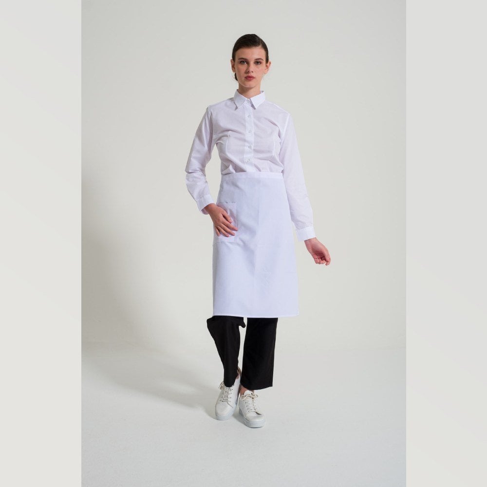 Beyaz Yarım Önlük Tek Cepli