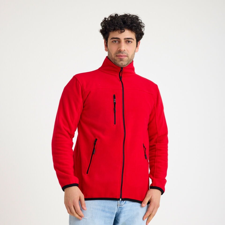 Kırmızı Dik Yaka Taktik Polar Mont