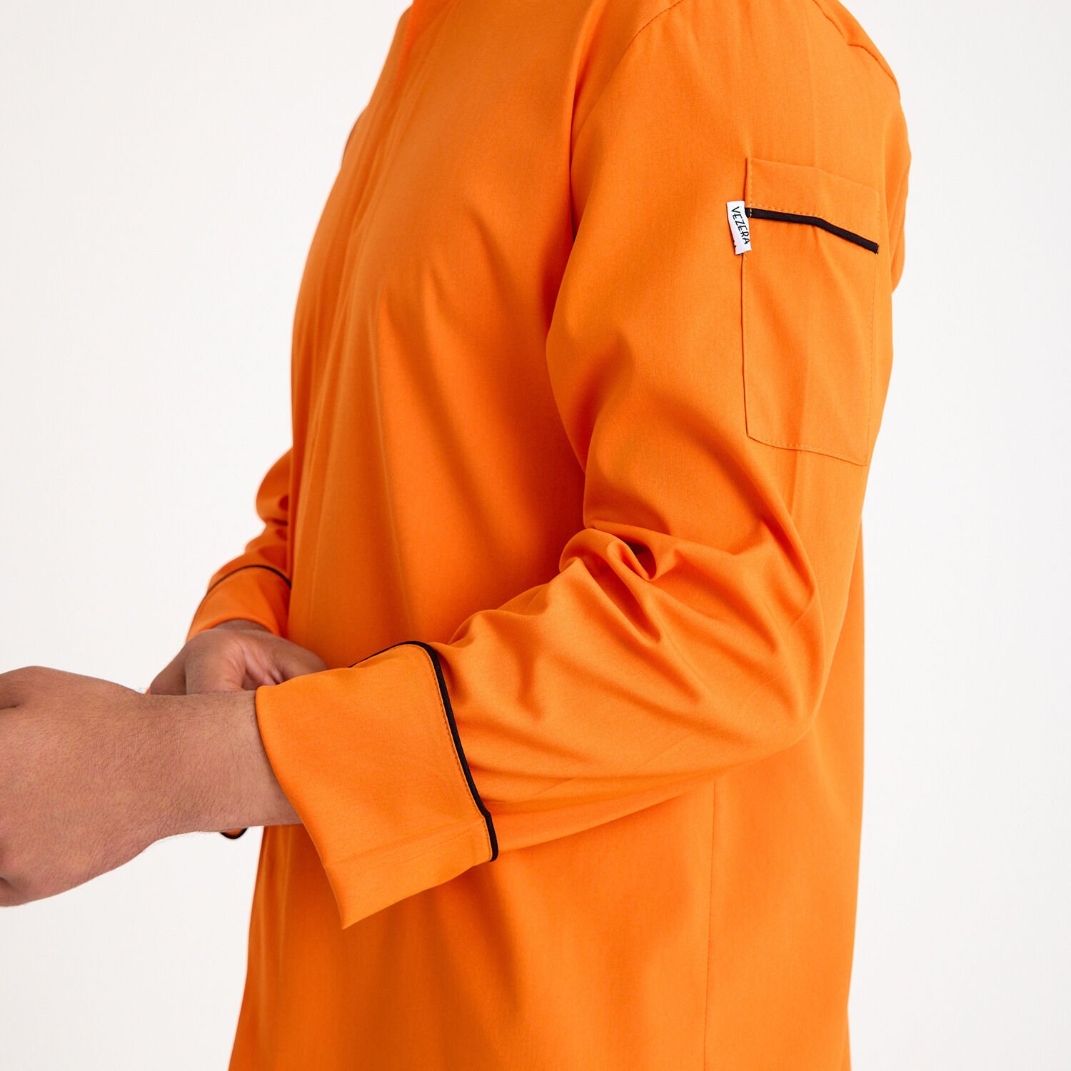 Turuncu Şeritli Likralı Aşçı Şef Ceketi