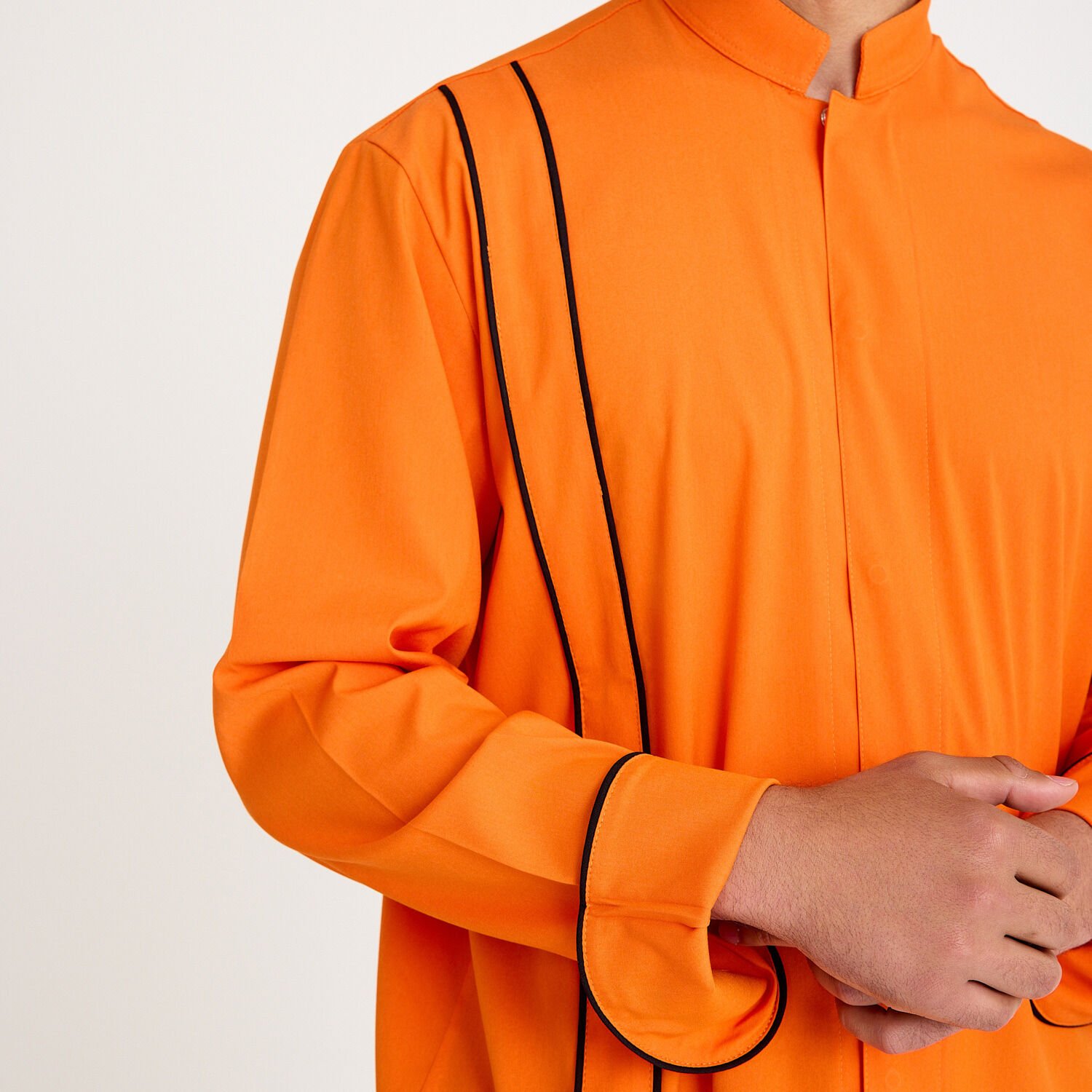 Turuncu Şeritli Likralı Aşçı Şef Ceketi