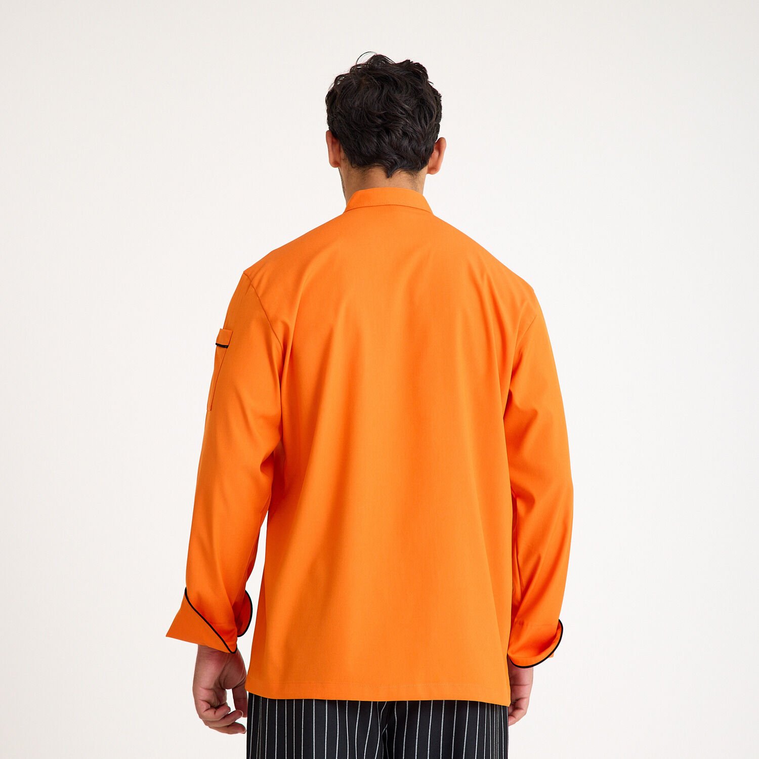 Turuncu Şeritli Likralı Aşçı Şef Ceketi